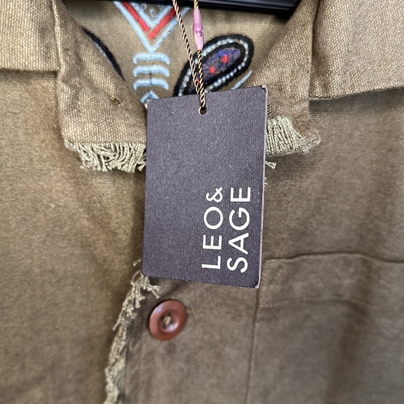 NWT LEO & SAGE Embroidered Utility Jacket Safari (size medium) - Picture 4 of 6